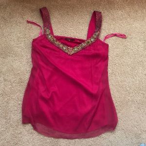 Elie Tahari fushia top with beaded work